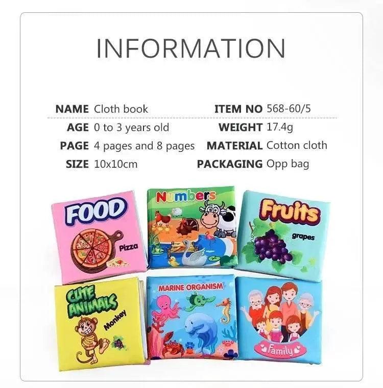  Baby Cloth Books Enlightenment Educational Toys Kids Fruits Animals Numbers Food Cognitive Book for Toddlers -  ToylandEU™