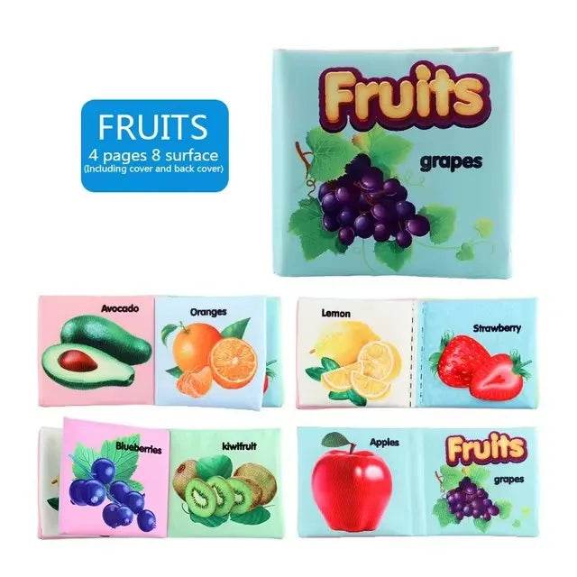 Baby Cloth Books Enlightenment Educational Toys Kids Fruits Animals Numbers Food Cognitive Book for Toddlers - ToylandEU