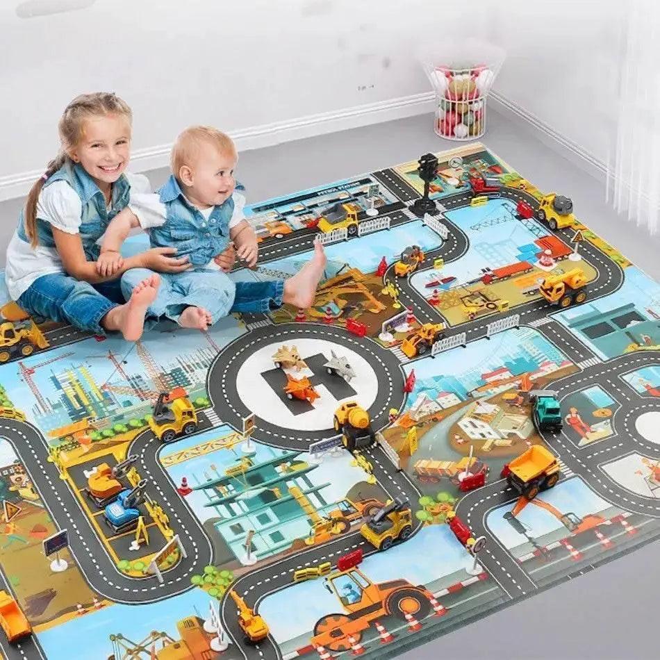  130*100cm Baby Crawling Mat for Children Cartoons Traffic Rug Indoor Toys City Road Carpet Kids Playmat -  ToylandEU™