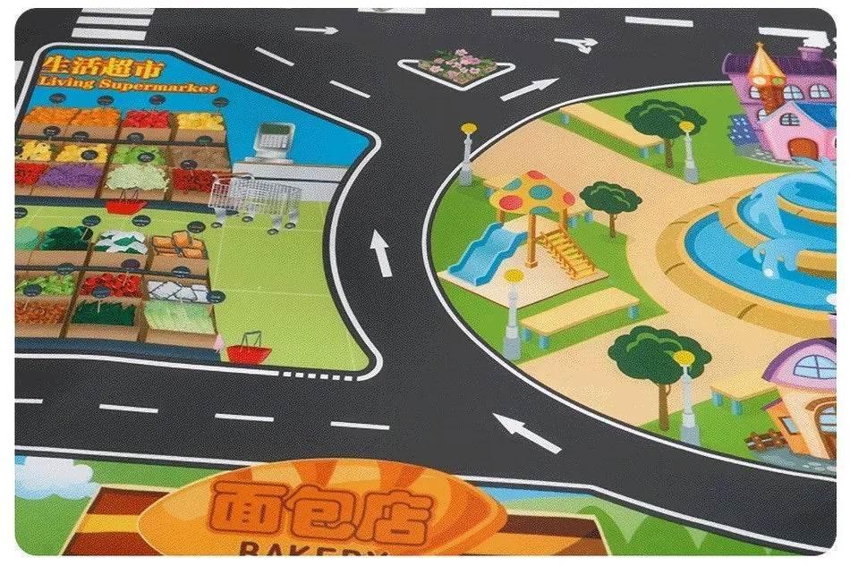  130*100cm Baby Crawling Mat for Children Cartoons Traffic Rug Indoor Toys City Road Carpet Kids Playmat -  ToylandEU™