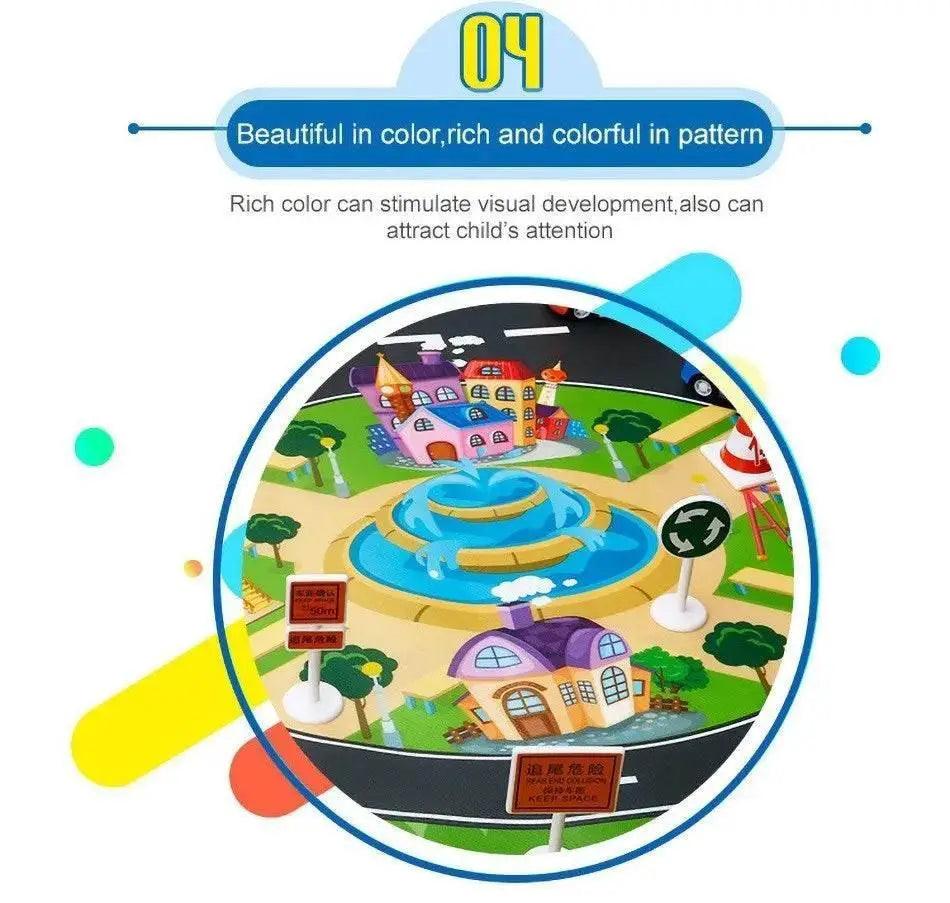  130*100cm Baby Crawling Mat for Children Cartoons Traffic Rug Indoor Toys City Road Carpet Kids Playmat -  ToylandEU™