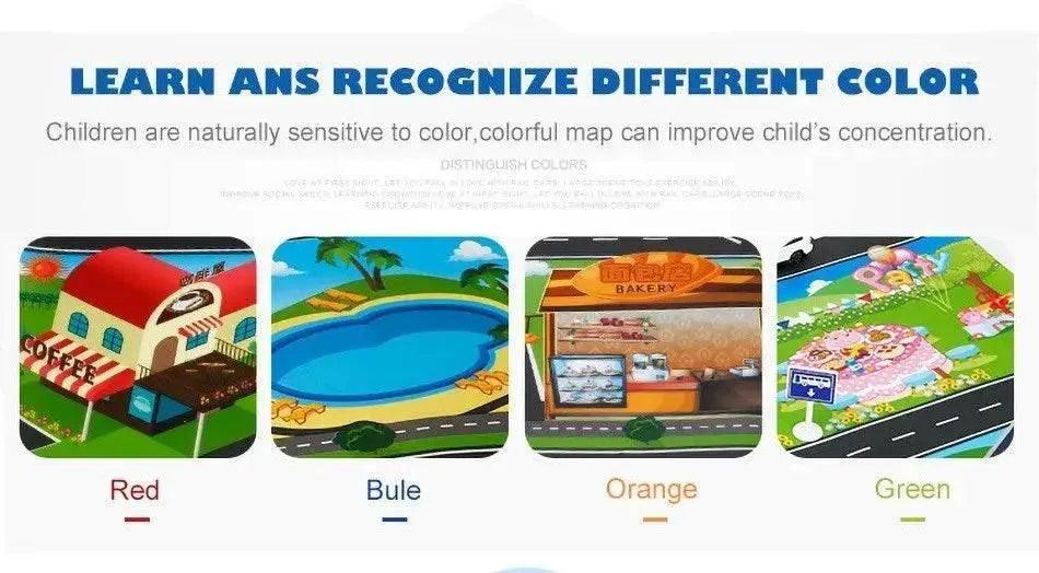  130*100cm Baby Crawling Mat for Children Cartoons Traffic Rug Indoor Toys City Road Carpet Kids Playmat -  ToylandEU™