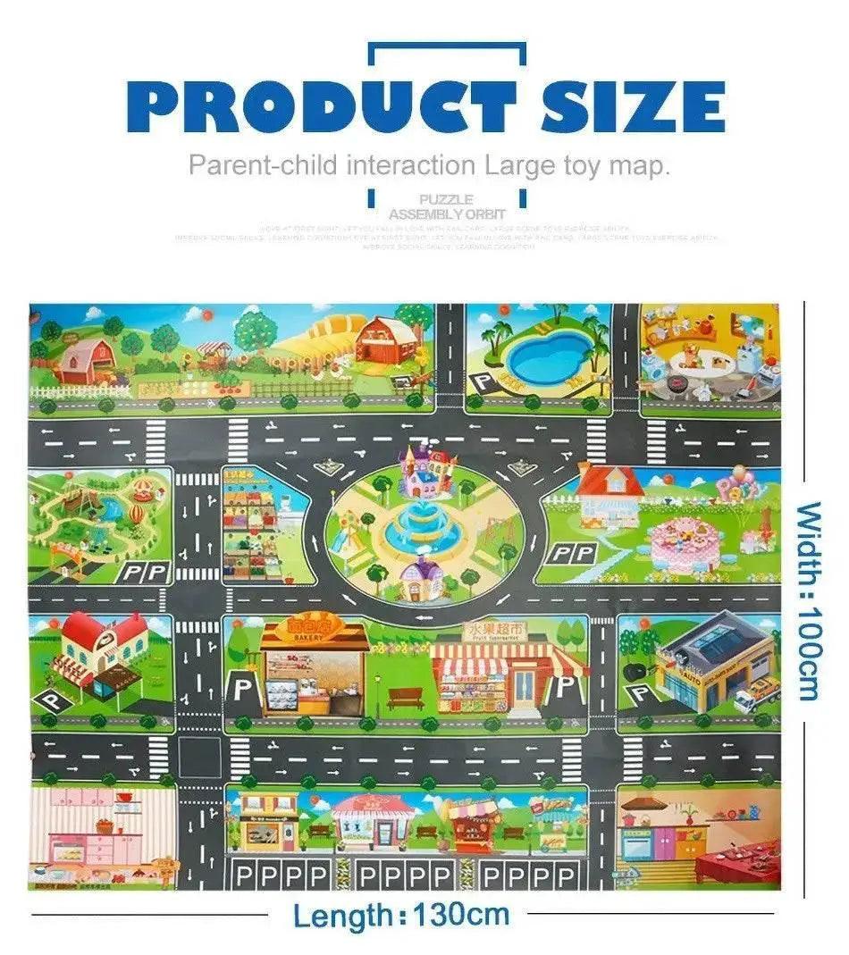  130*100cm Baby Crawling Mat for Children Cartoons Traffic Rug Indoor Toys City Road Carpet Kids Playmat -  ToylandEU™