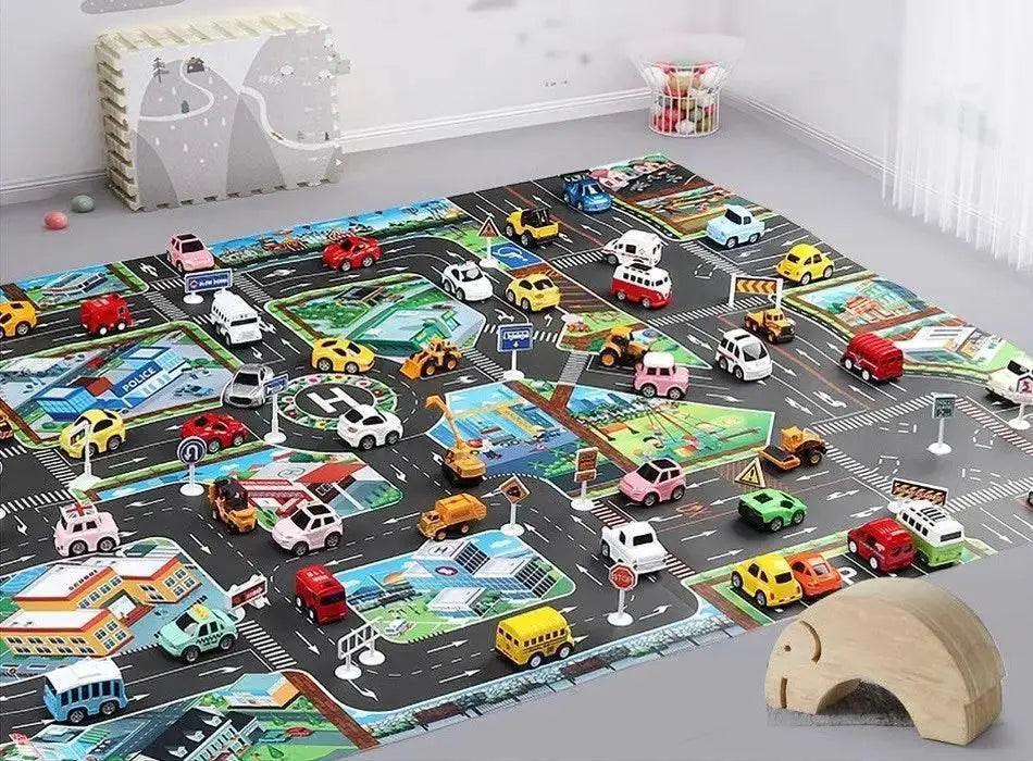  130*100cm Baby Crawling Mat for Children Cartoons Traffic Rug Indoor Toys City Road Carpet Kids Playmat -  ToylandEU™