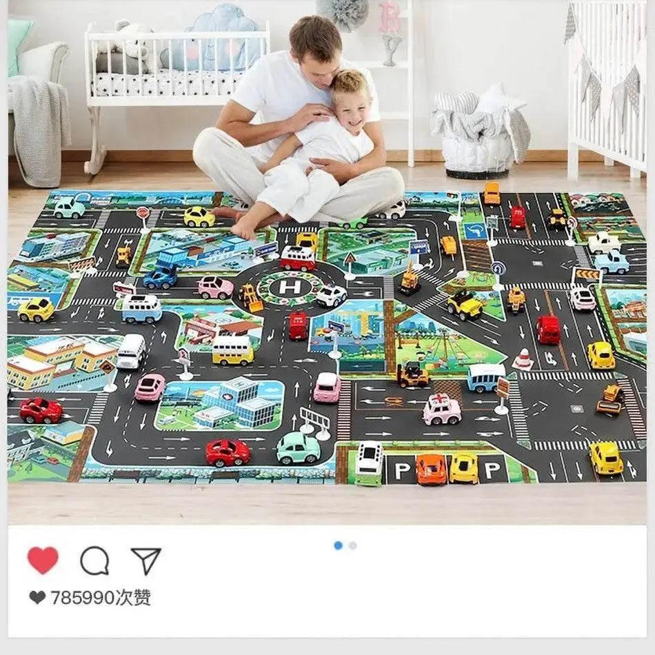  130*100cm Baby Crawling Mat for Children Cartoons Traffic Rug Indoor Toys City Road Carpet Kids Playmat -  ToylandEU™