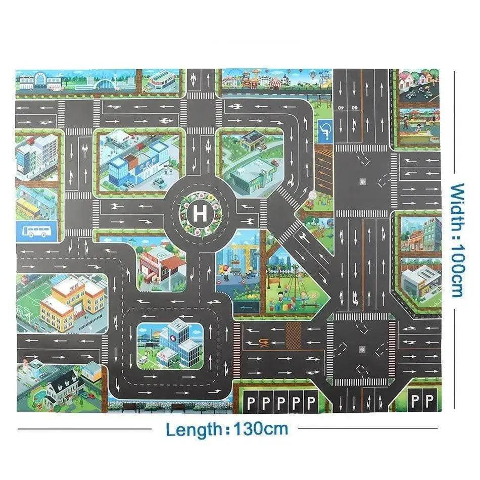  130*100cm Baby Crawling Mat for Children Cartoons Traffic Rug Indoor Toys City Road Carpet Kids Playmat -  ToylandEU™