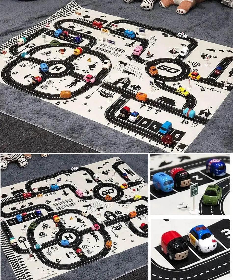  130*100cm Baby Crawling Mat for Children Cartoons Traffic Rug Indoor Toys City Road Carpet Kids Playmat -  ToylandEU™