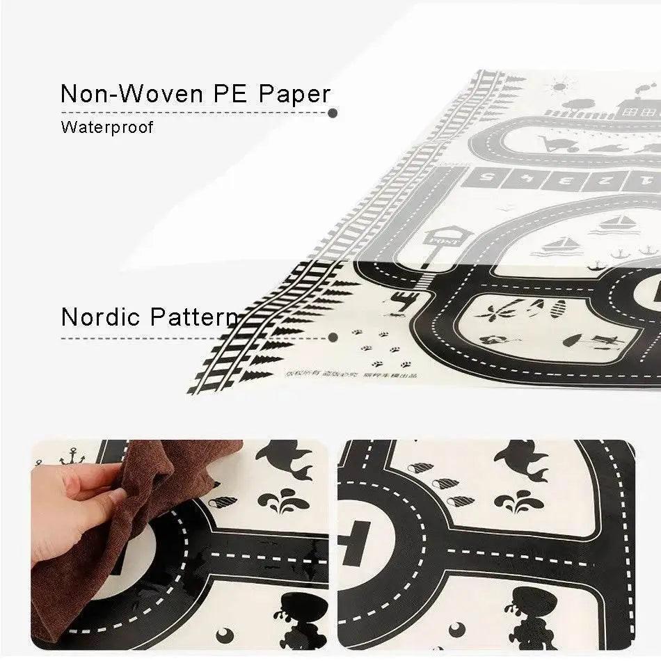  130*100cm Baby Crawling Mat for Children Cartoons Traffic Rug Indoor Toys City Road Carpet Kids Playmat -  ToylandEU™