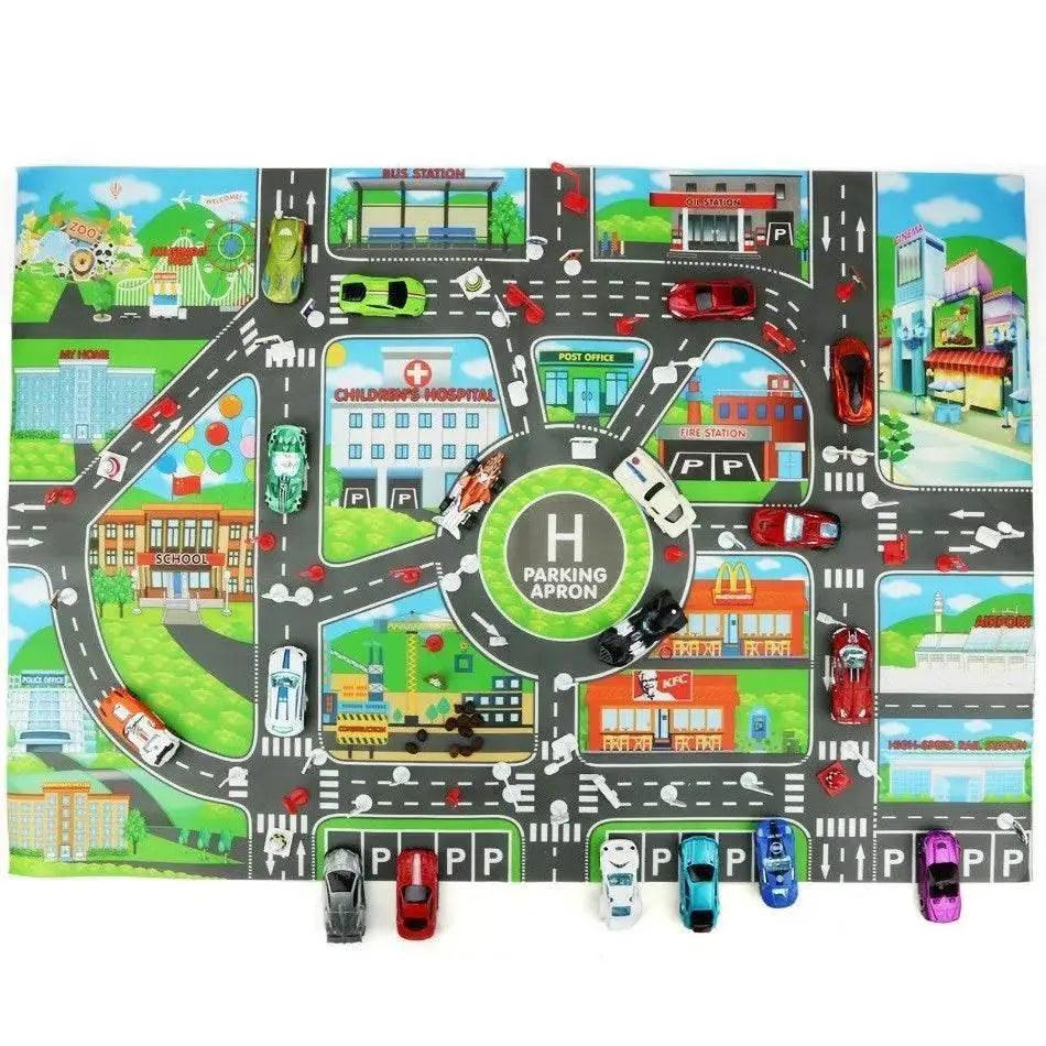  130*100cm Baby Crawling Mat for Children Cartoons Traffic Rug Indoor Toys City Road Carpet Kids Playmat -  ToylandEU™