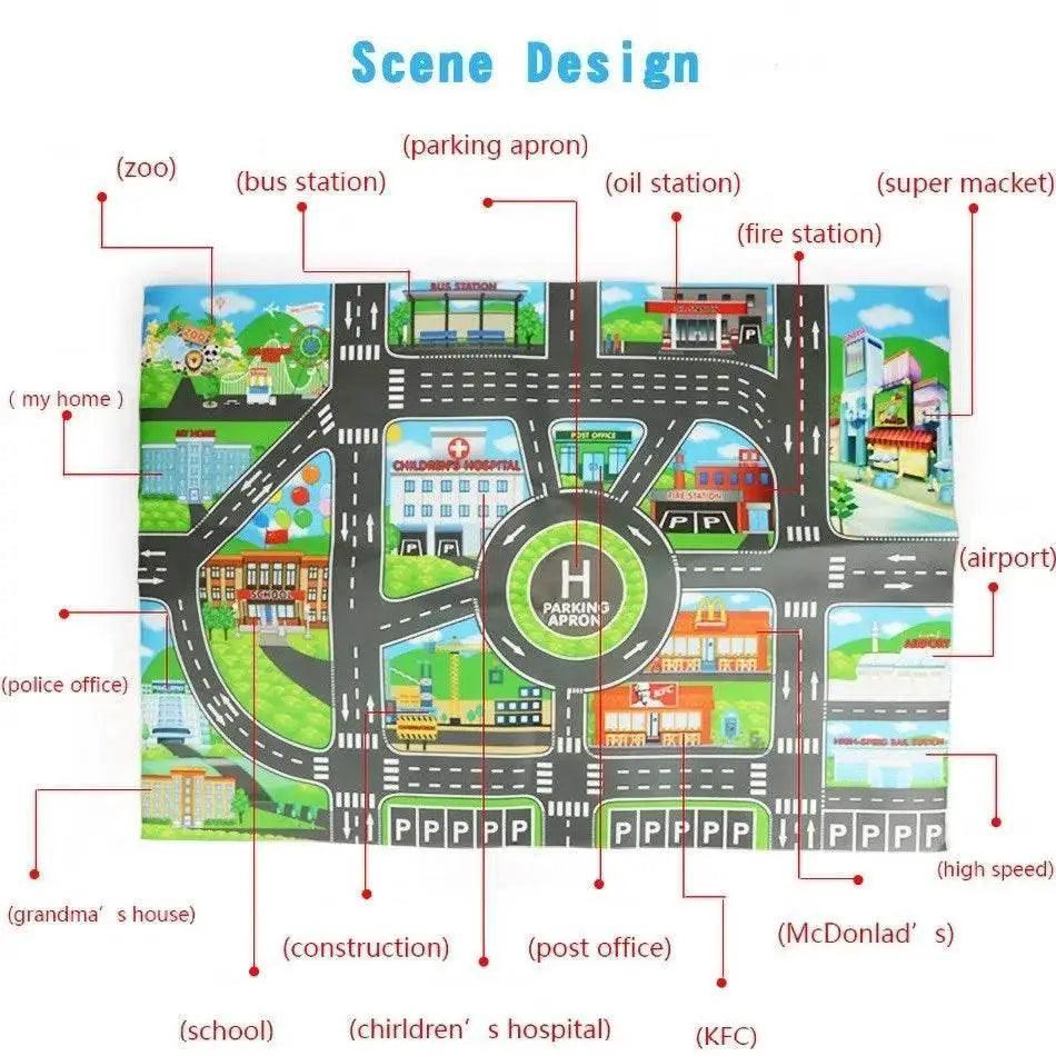  130*100cm Baby Crawling Mat for Children Cartoons Traffic Rug Indoor Toys City Road Carpet Kids Playmat -  ToylandEU™