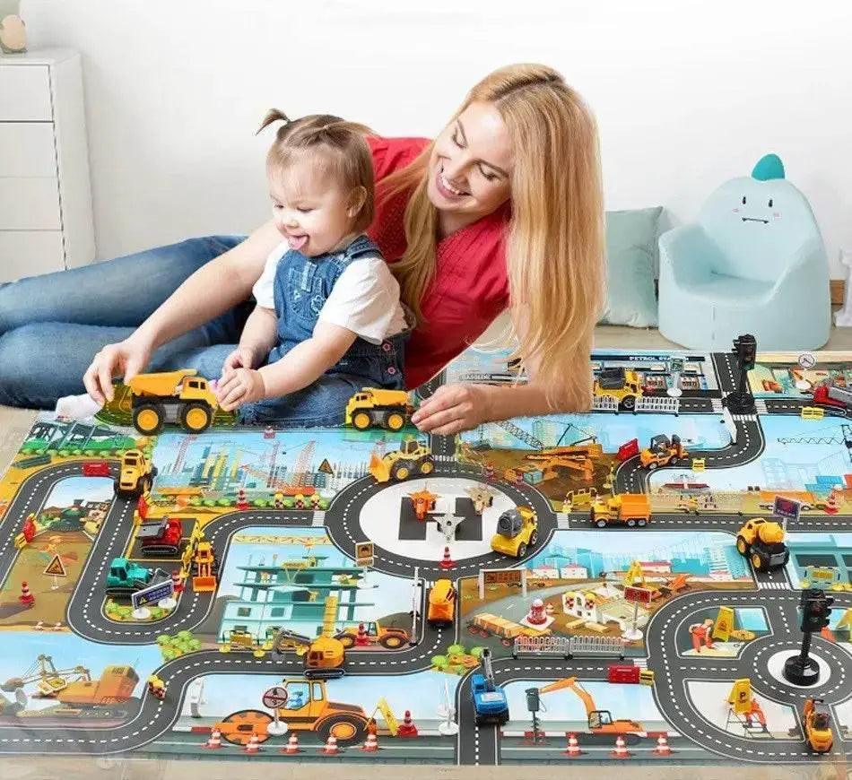  130*100cm Baby Crawling Mat for Children Cartoons Traffic Rug Indoor Toys City Road Carpet Kids Playmat -  ToylandEU™