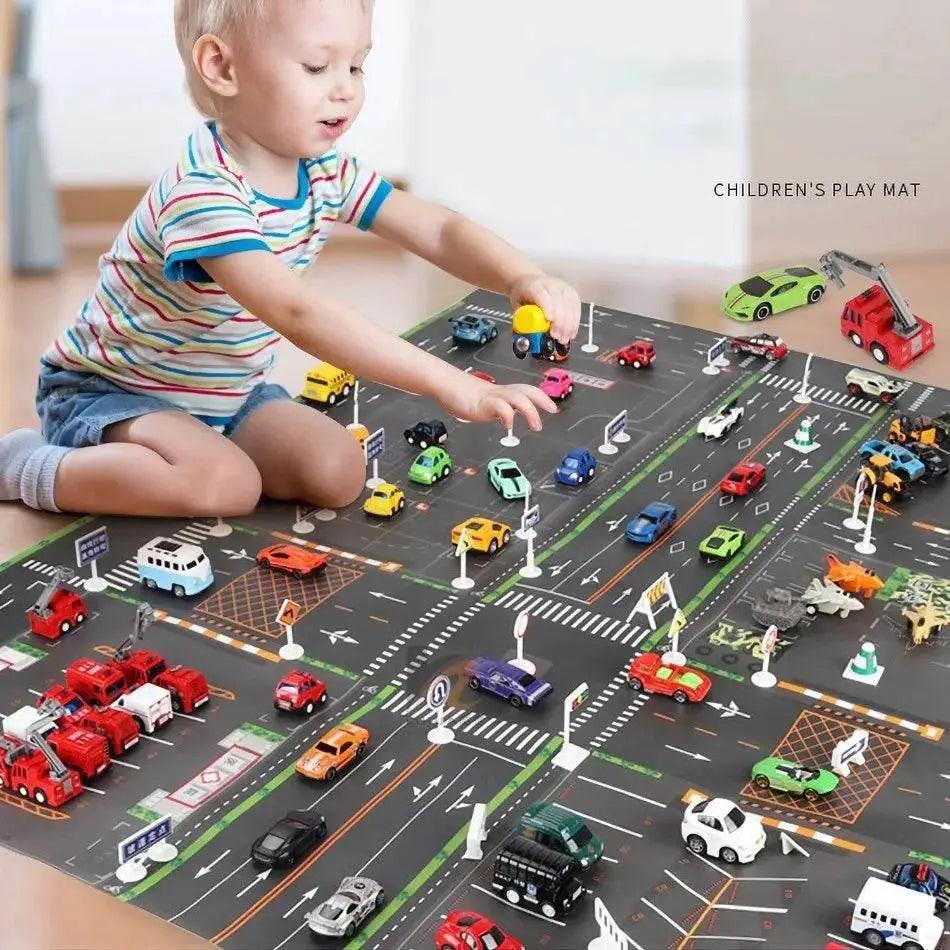  130*100cm Baby Crawling Mat for Children Cartoons Traffic Rug Indoor Toys City Road Carpet Kids Playmat -  ToylandEU™