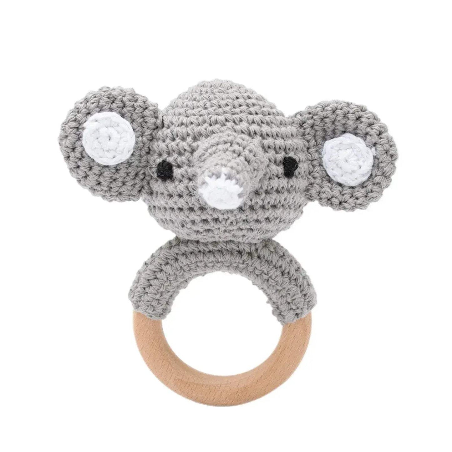  Baby Crochet Bear Rattle Toy 10 cm Cube Wooden Elements Unisex 0-36 Months Montessori -  ToylandEU™