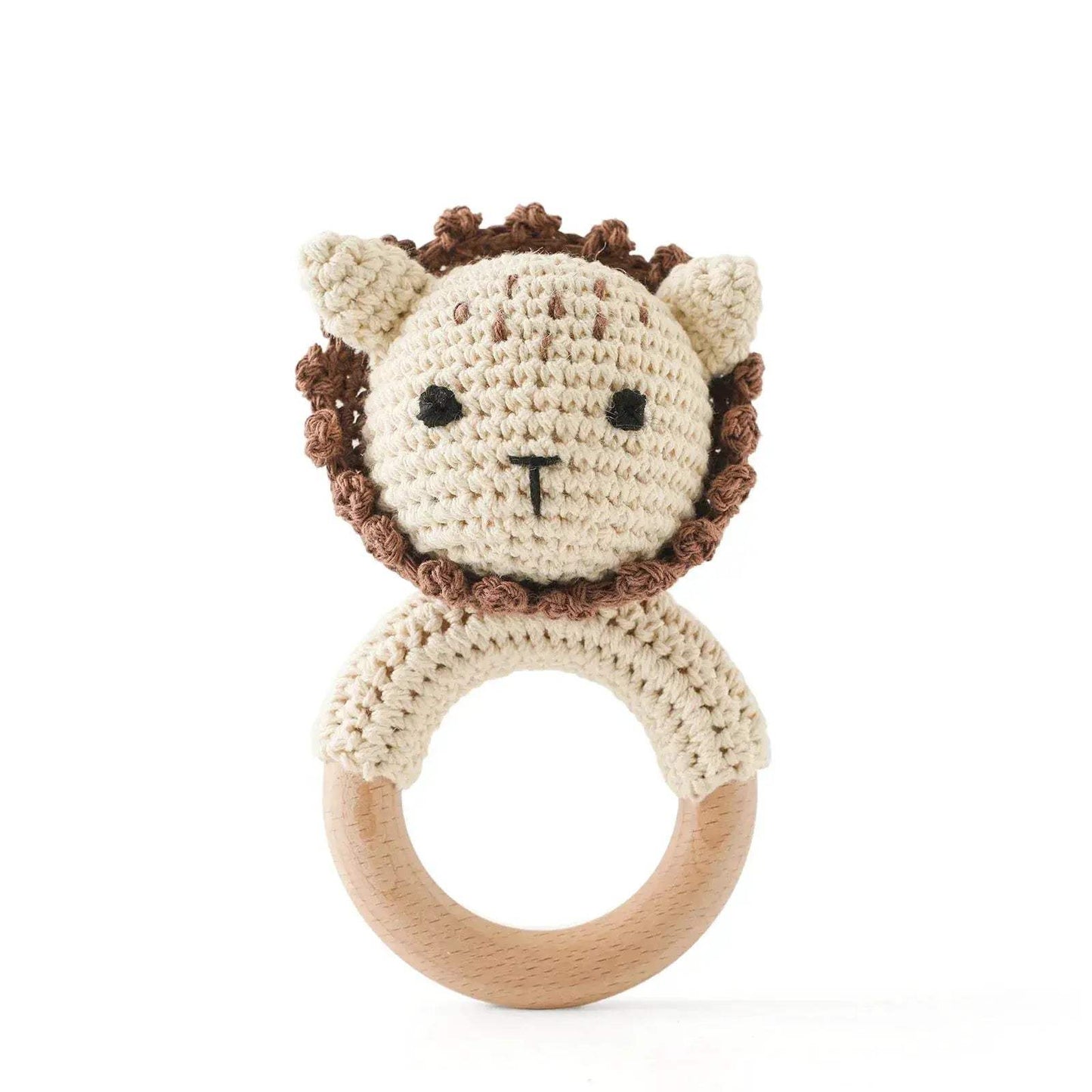  Baby Crochet Bear Rattle Toy 10 cm Cube Wooden Elements Unisex 0-36 Months Montessori -  ToylandEU™