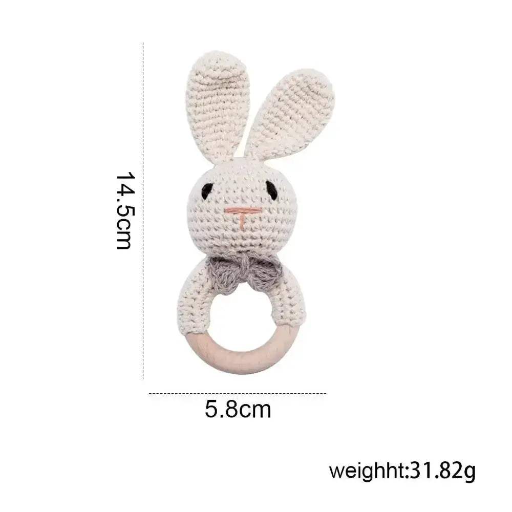  Baby Crochet Bear Rattle Toy 10 cm Cube Wooden Elements Unisex 0-36 Months Montessori -  ToylandEU™