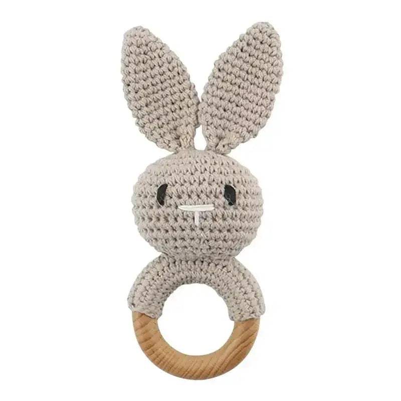  Baby Crochet Bear Rattle Toy 10 cm Cube Wooden Elements Unisex 0-36 Months Montessori -  ToylandEU™