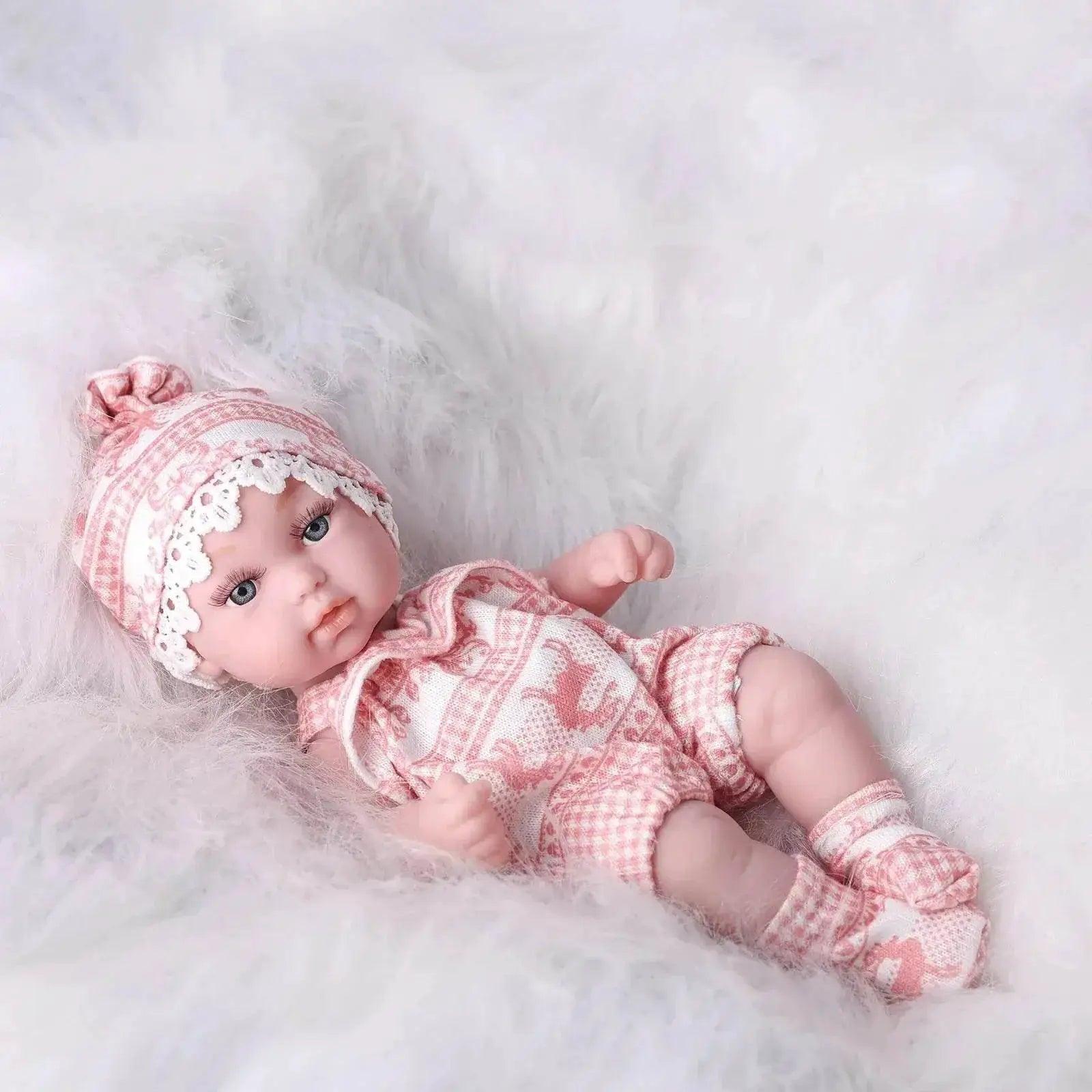  11Inches Realistic Simulation Newborn Baby Dolls with Pink Hat and Clothes for Girl's Birthday Gift -  ToylandEU™