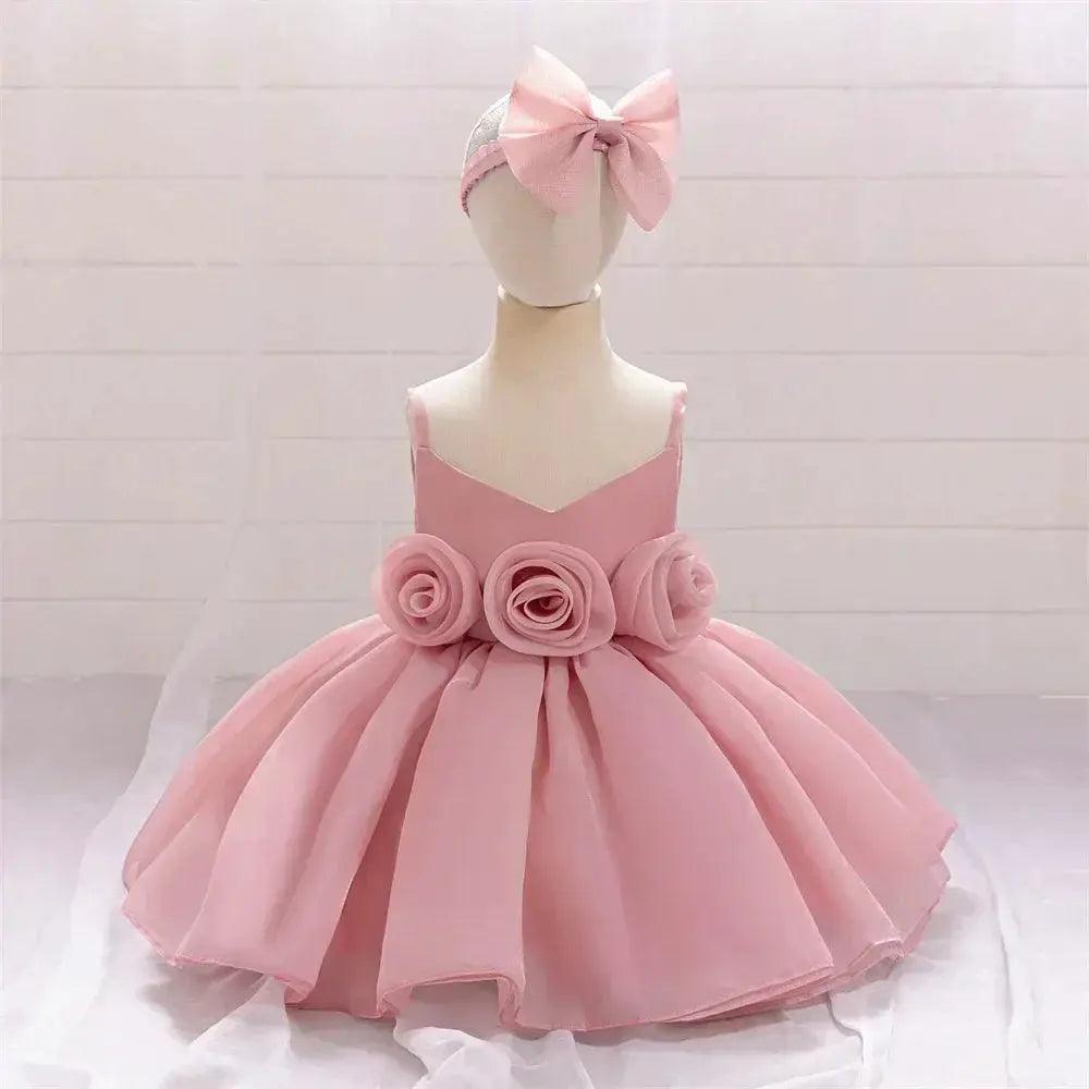  Baby Girl Dress Big Flower Pink Birthday Baptism -  ToylandEU™