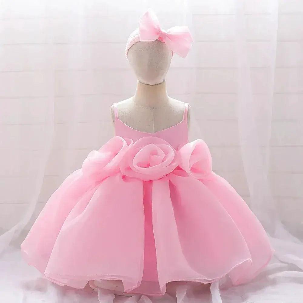  Baby Girl Dress Big Flower Pink Birthday Baptism -  ToylandEU™