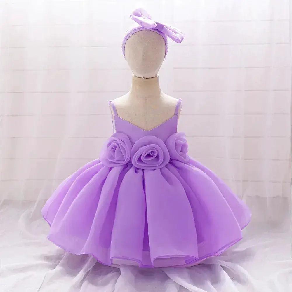 Baby Girl Dress Big Flower Pink Birthday Baptism -  ToylandEU™