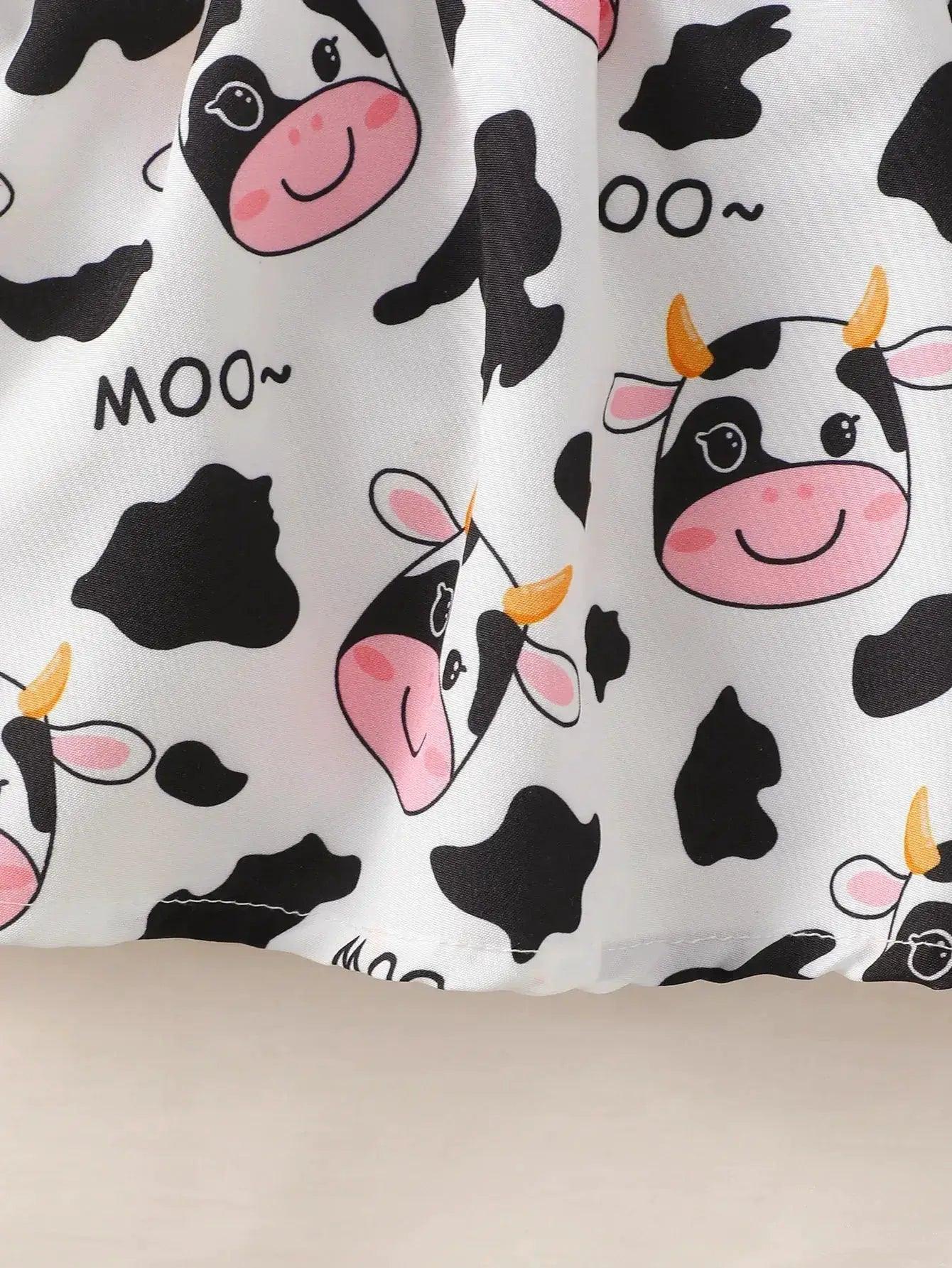  Cute Cartoon Cow Baby Girl Dress Set Skin Friendly -  ToylandEU™