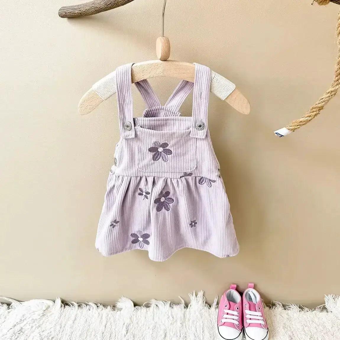  Girls Denim Dress With Floral Embroidery And Straps -  ToylandEU™