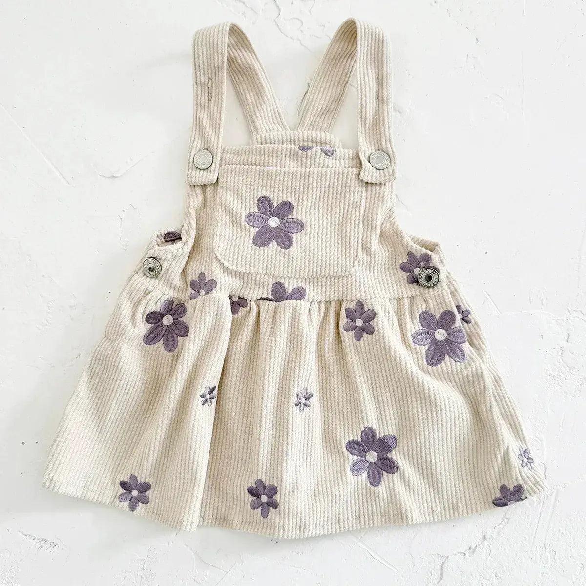  Girls Denim Dress With Floral Embroidery And Straps -  ToylandEU™