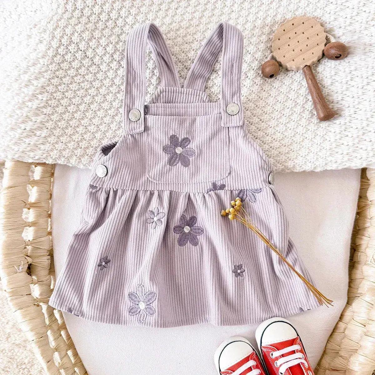  Girls Denim Dress With Floral Embroidery And Straps -  ToylandEU™