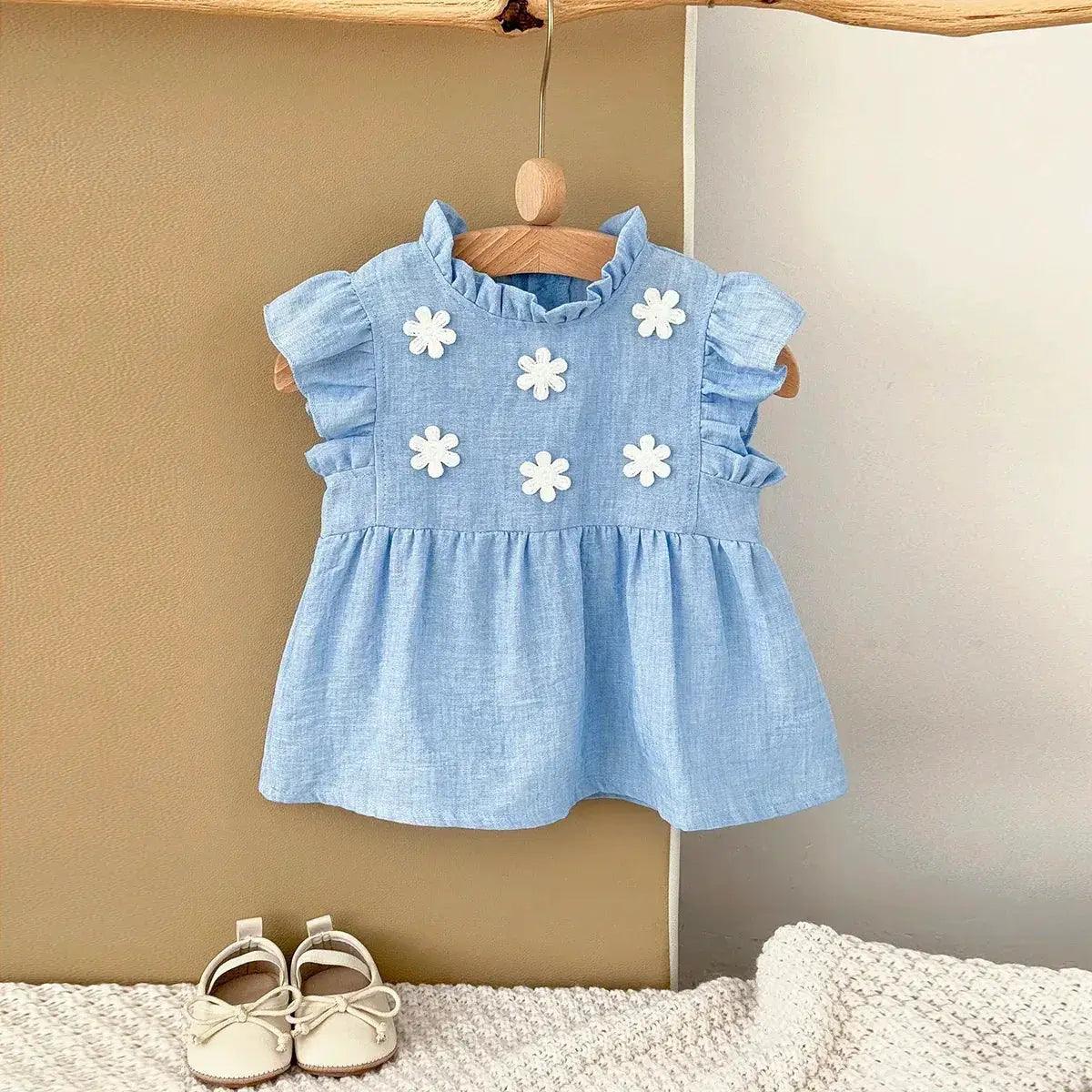  Breathable Baby Girls Floral Princess Knee Length Dress -  ToylandEU™