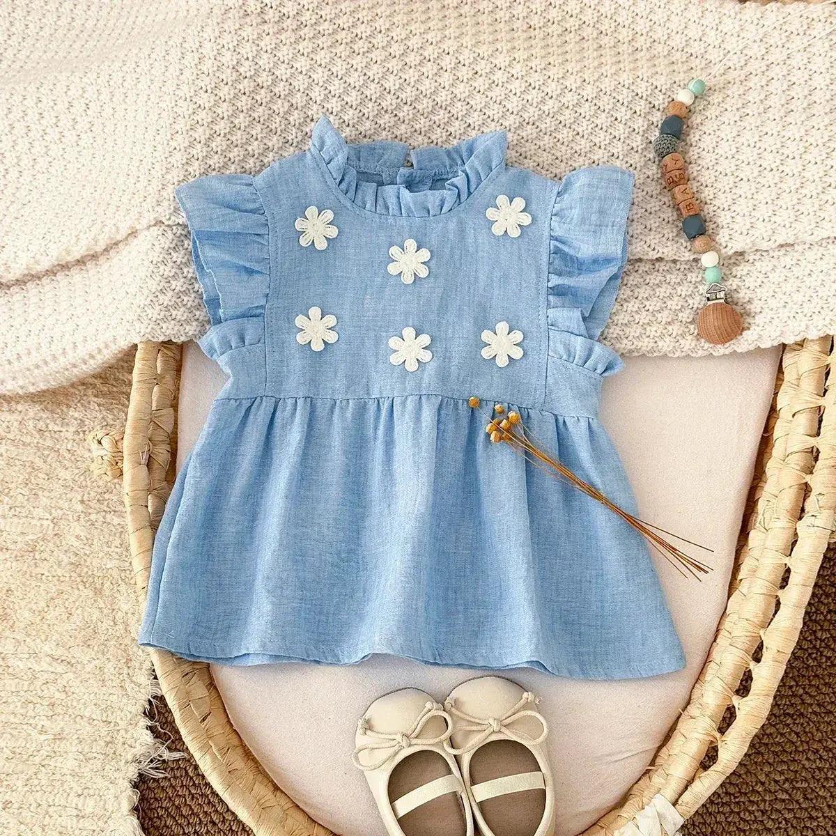 Breathable Baby Girls Floral Princess Knee Length Dress -  ToylandEU™