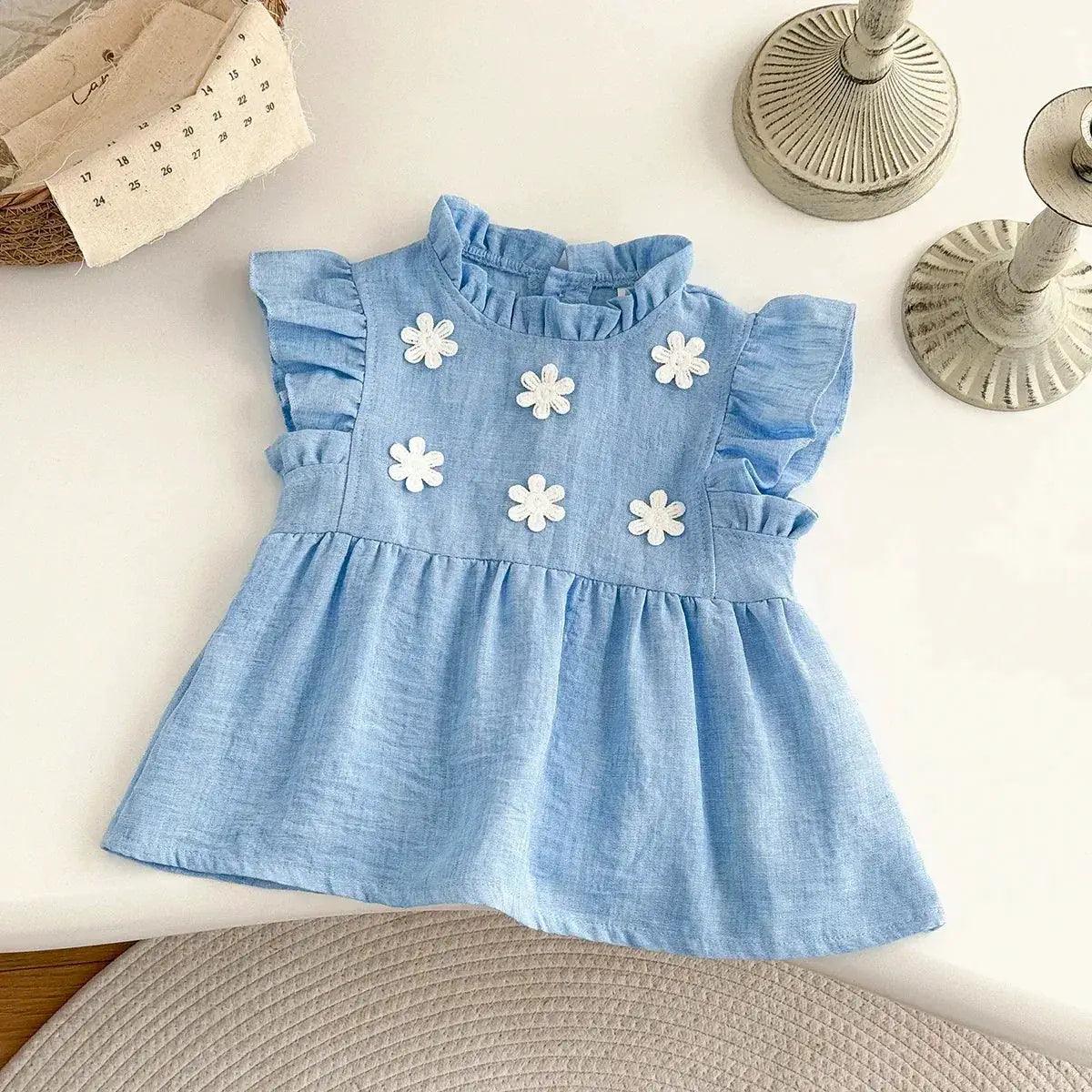  Breathable Baby Girls Floral Princess Knee Length Dress -  ToylandEU™