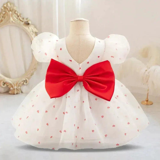  Baby Girl Dress Princess With Dots Bow Puff Sleeves -  ToylandEU™