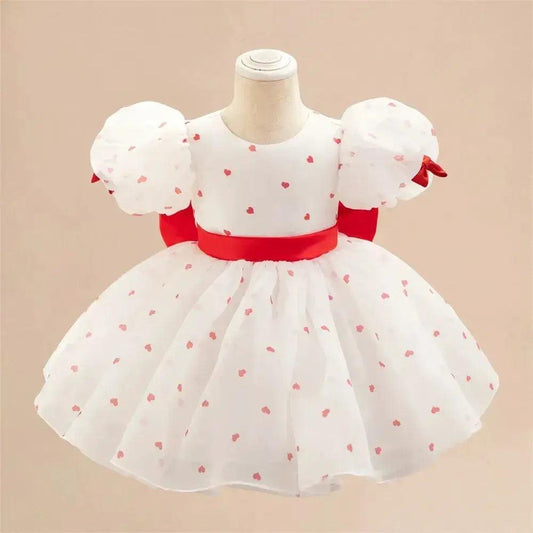  Baby Girl Dress Princess With Dots Bow Puff Sleeves -  ToylandEU™