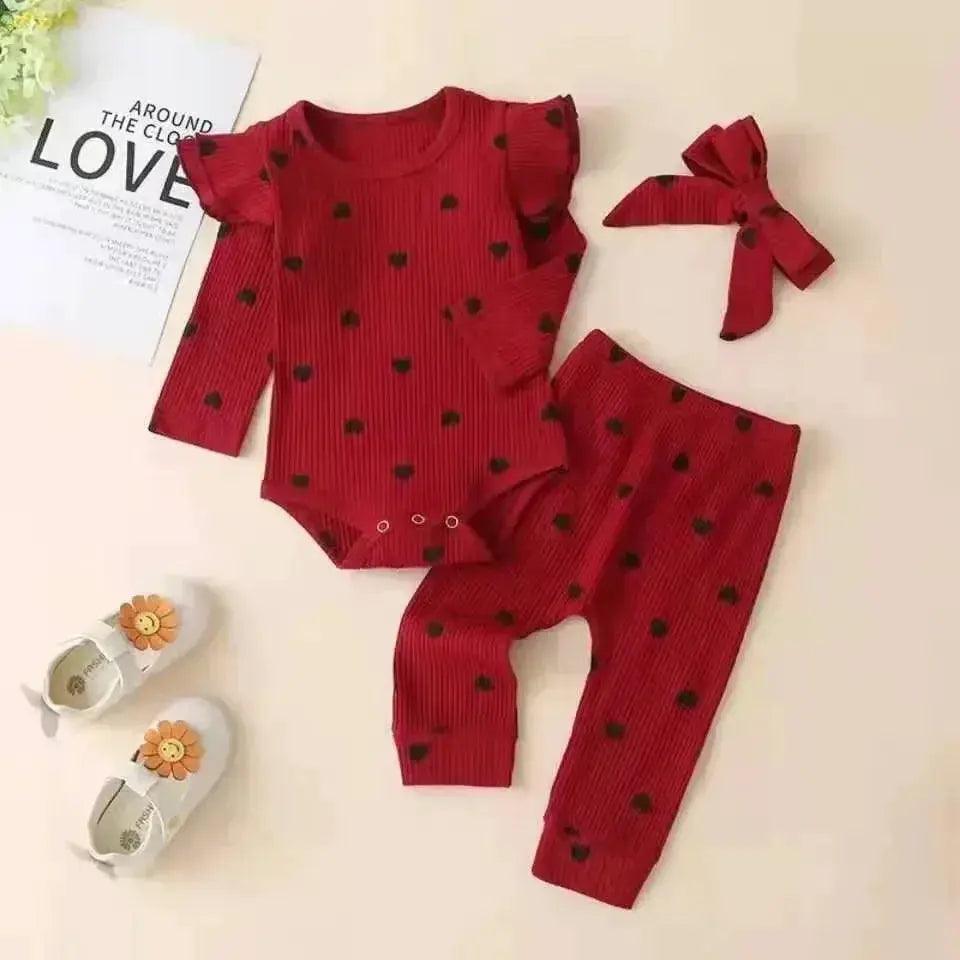  Baby Girl Outfit Set Cotton Bodysuit Pants Headband -  ToylandEU™