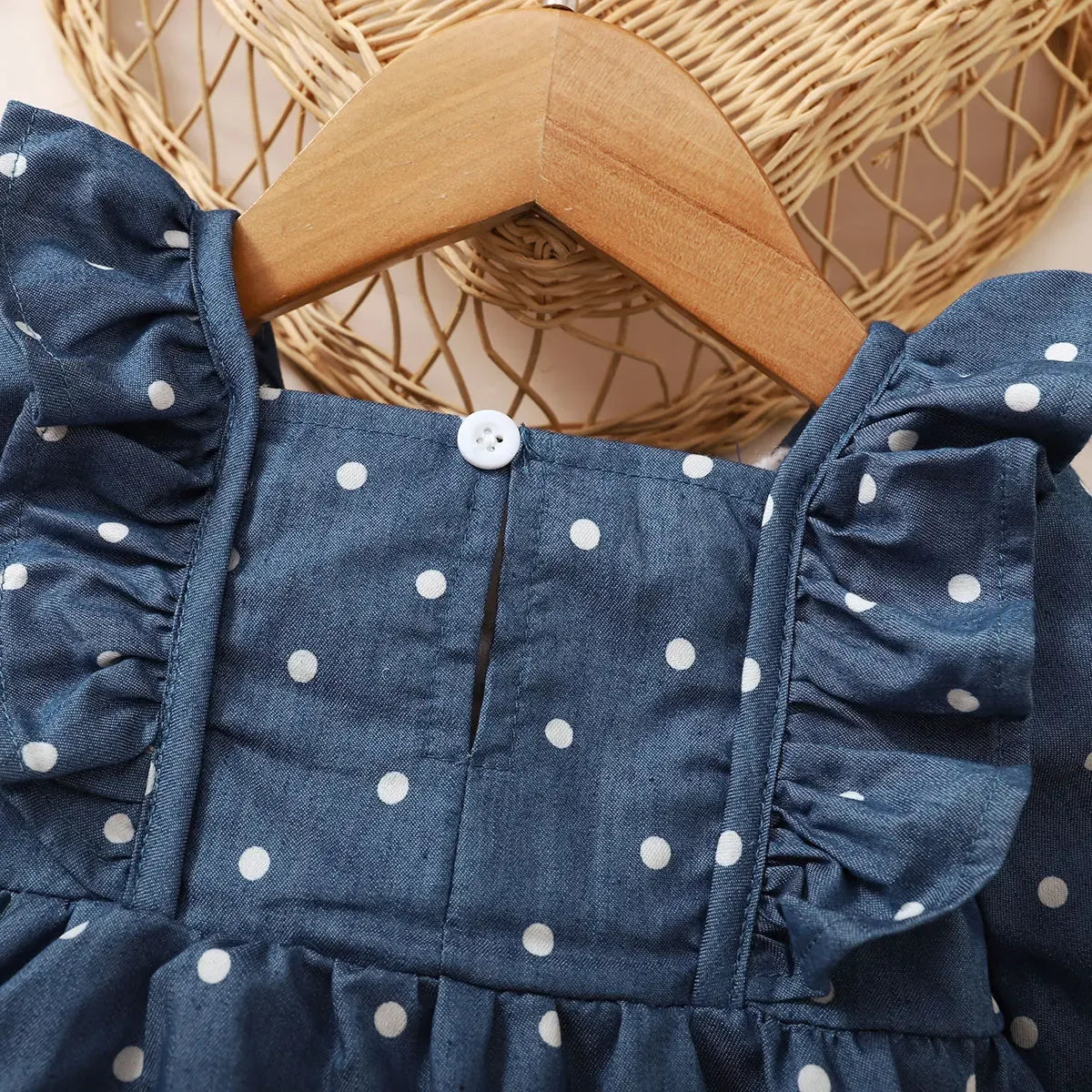 Baby Girl Polka Dot Long Sleeve Dress With Ruched Edges - ToylandEU