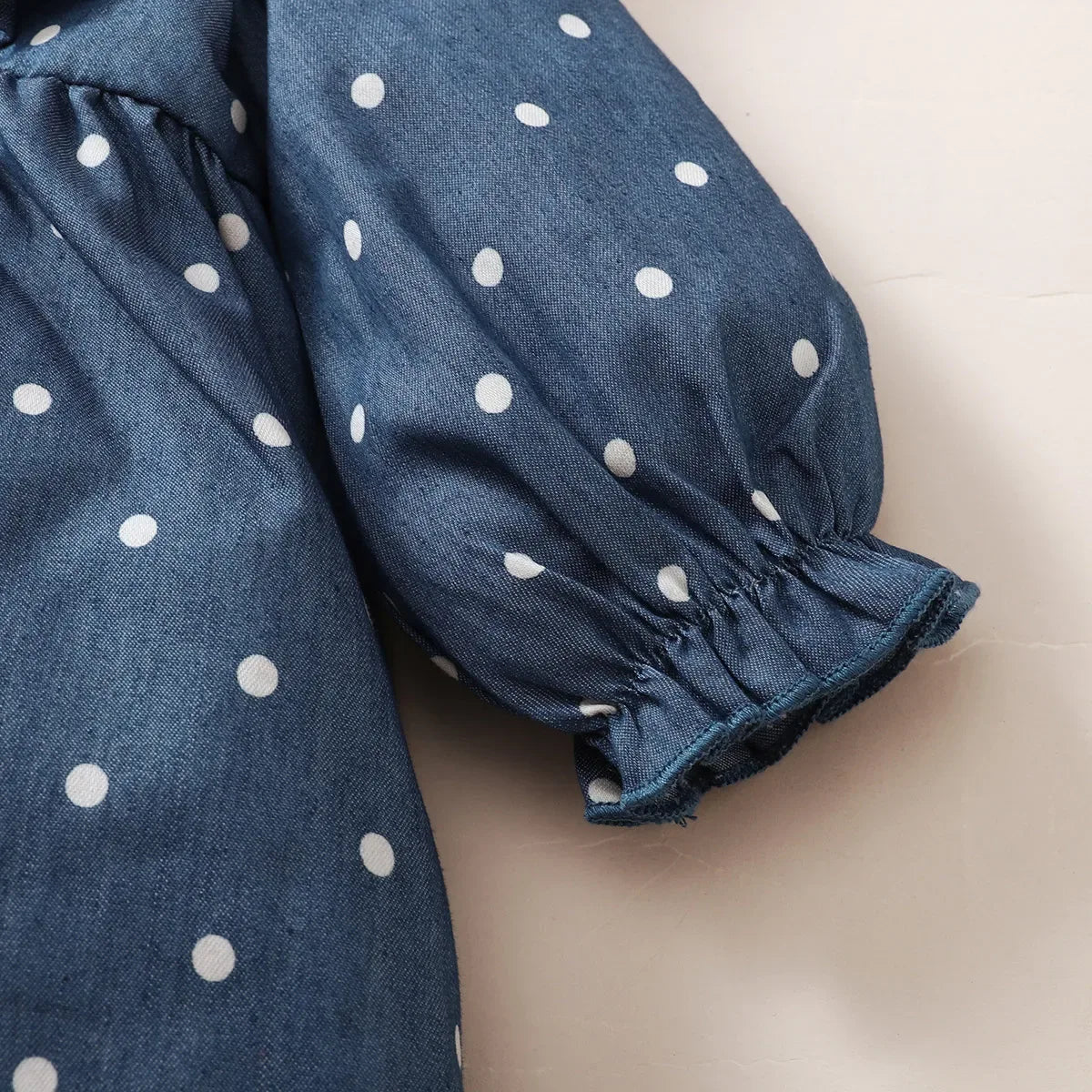 Baby Girl Polka Dot Long Sleeve Dress With Ruched Edges - ToylandEU