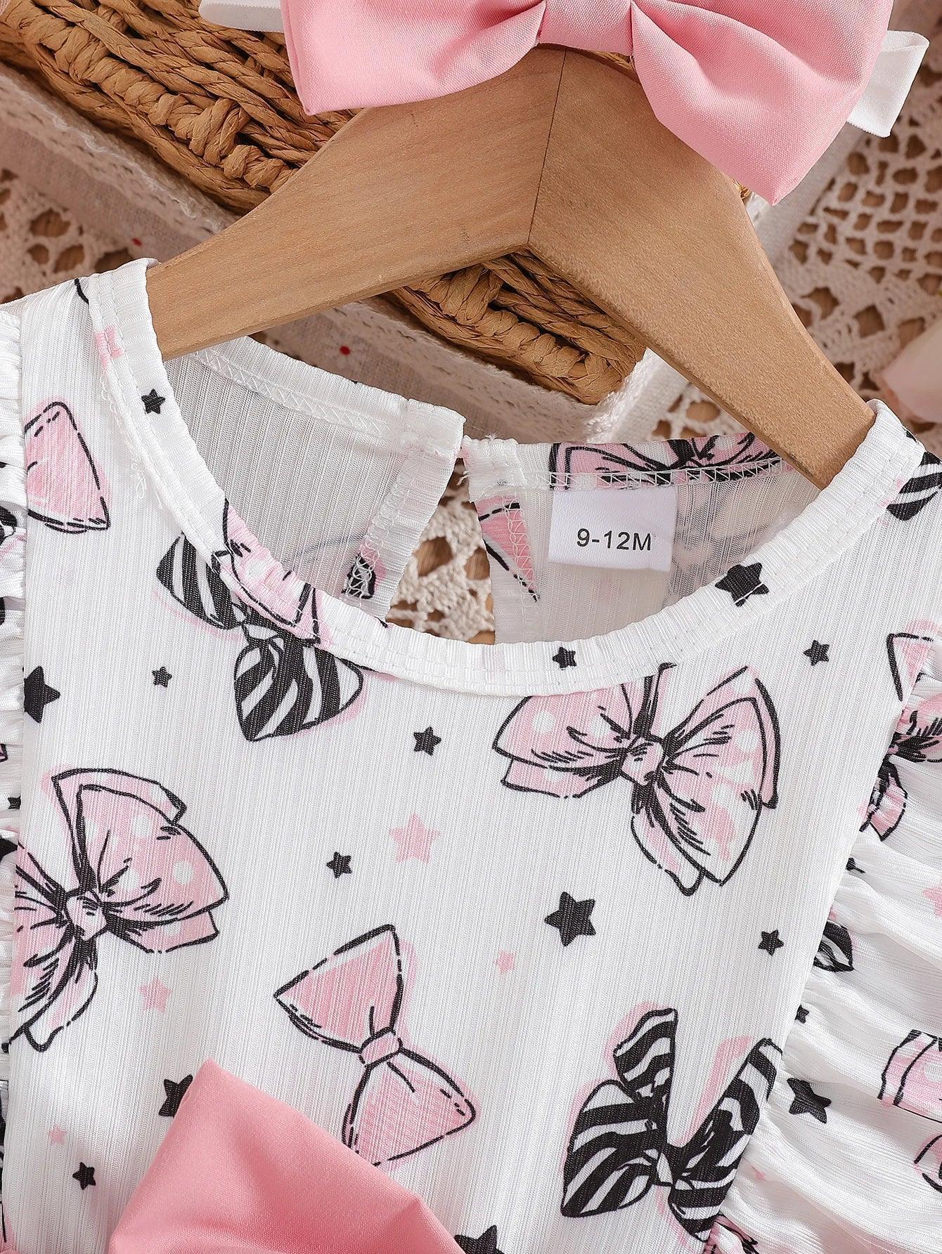  Baby Girl Summer Dress Headband Set Soft Knit Polyester -  ToylandEU™