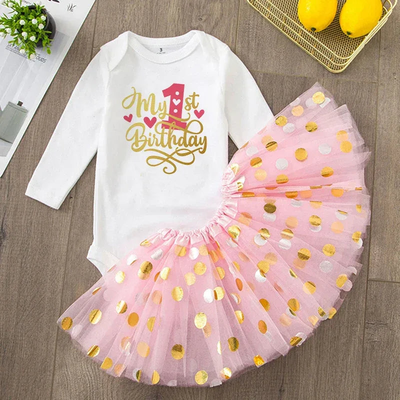 Baby Girls Birthday Outfit Sequined Tutu Romper Set - ToylandEU
