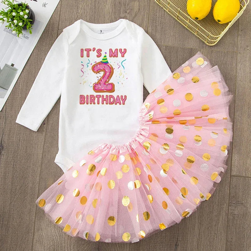 Baby Girls Birthday Outfit Sequined Tutu Romper Set - ToylandEU