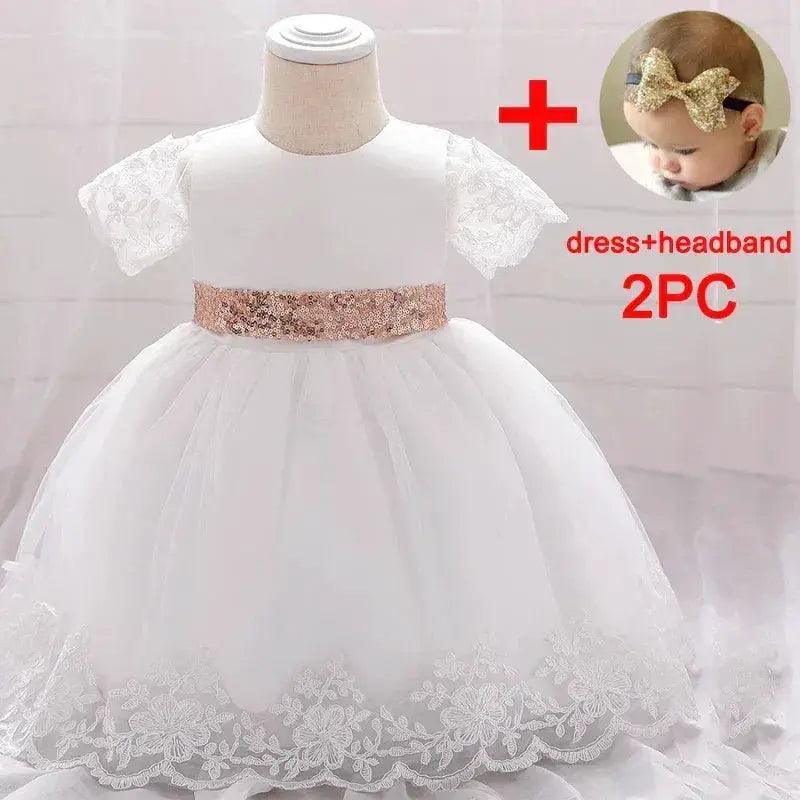  Baby Girls Dress Sequined Bow Baptism | PLBBFZCN -  ToylandEU™