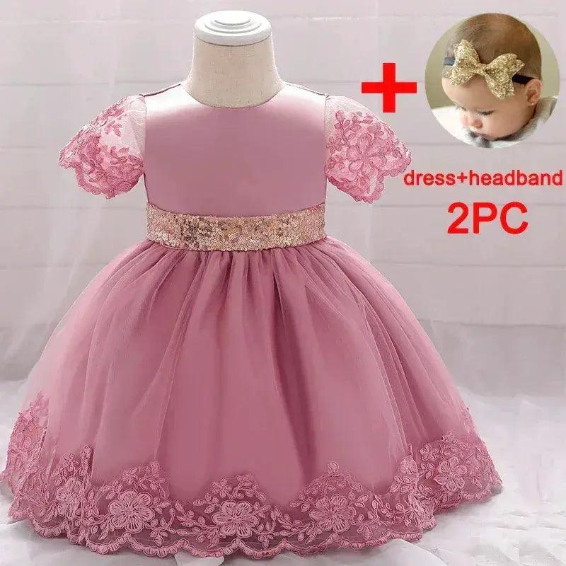  Baby Girls Dress Sequined Bow Baptism | PLBBFZCN -  ToylandEU™