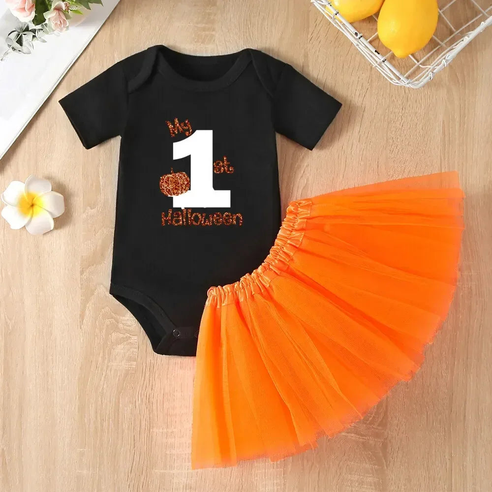 Baby Girls Halloween Romper Tutu Set Two Piece Costume - ToylandEU
