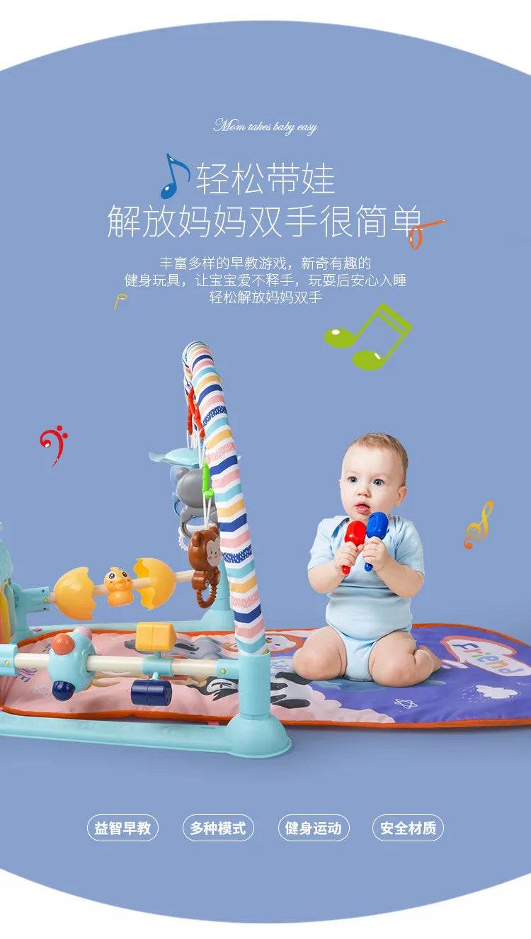 Baby Gym Puzzle Playmat with Music Rack and Flash Piano Keyboard Activity Carpet for Infants Ages 0 to 12 Months - ToylandEU