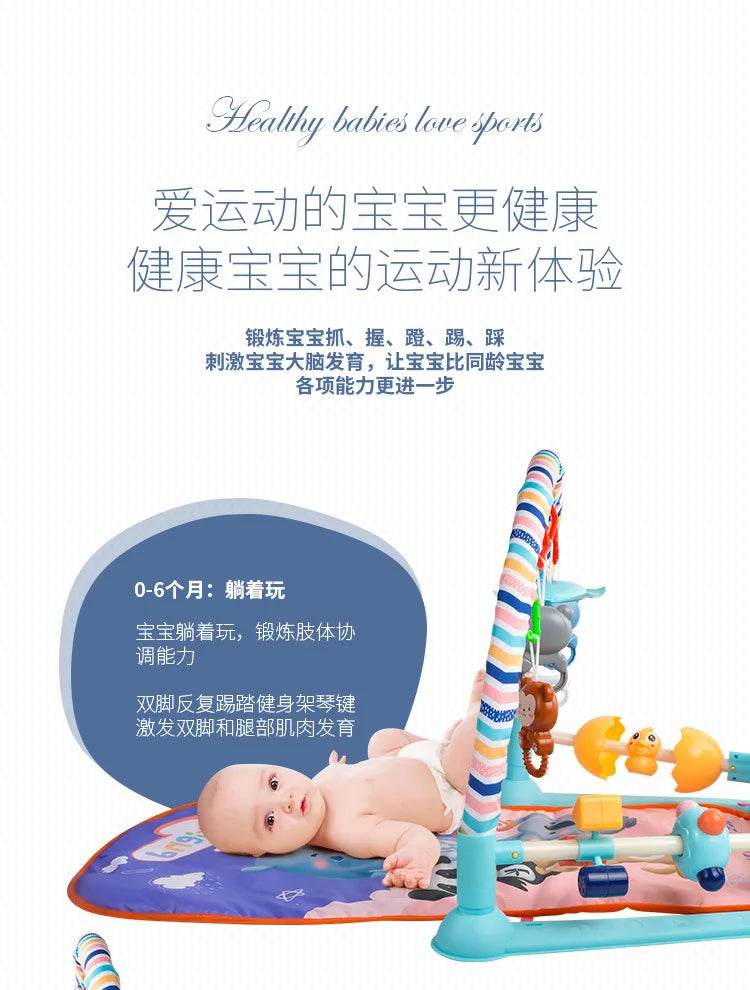 Baby Gym Puzzle Playmat with Music Rack and Flash Piano Keyboard Activity Carpet for Infants Ages 0 to 12 Months - ToylandEU