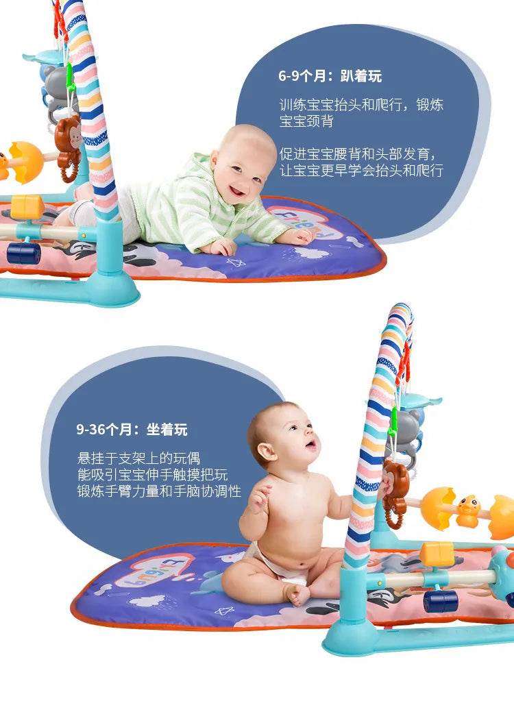 Baby Gym Puzzle Playmat with Music Rack and Flash Piano Keyboard Activity Carpet for Infants Ages 0 to 12 Months - ToylandEU