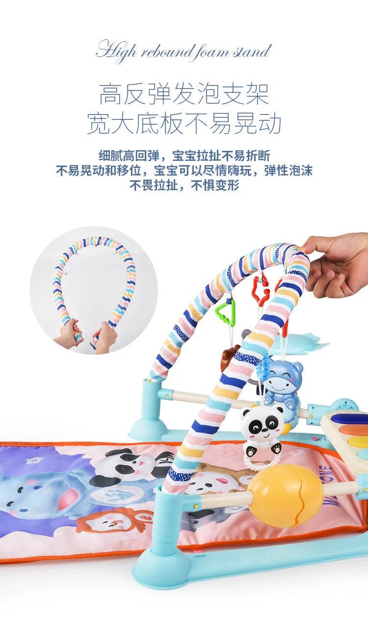 Baby Gym Puzzle Playmat with Music Rack and Flash Piano Keyboard Activity Carpet for Infants Ages 0 to 12 Months - ToylandEU