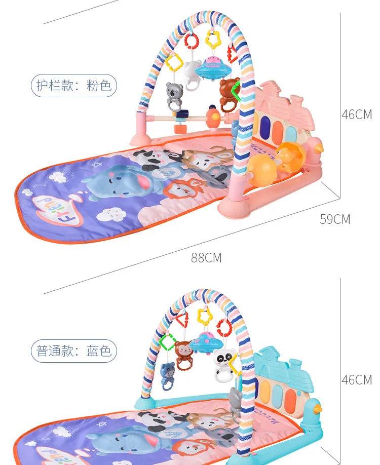 Baby Gym Puzzle Playmat with Music Rack and Flash Piano Keyboard Activity Carpet for Infants Ages 0 to 12 Months - ToylandEU