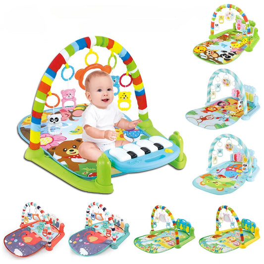 Baby Gyms & Playmats 5 In 1 Baby Gym Play Mat Non-Slip Tummy Time Mat with Colorful Toys and Music for 0-36 Months - ToylandEU