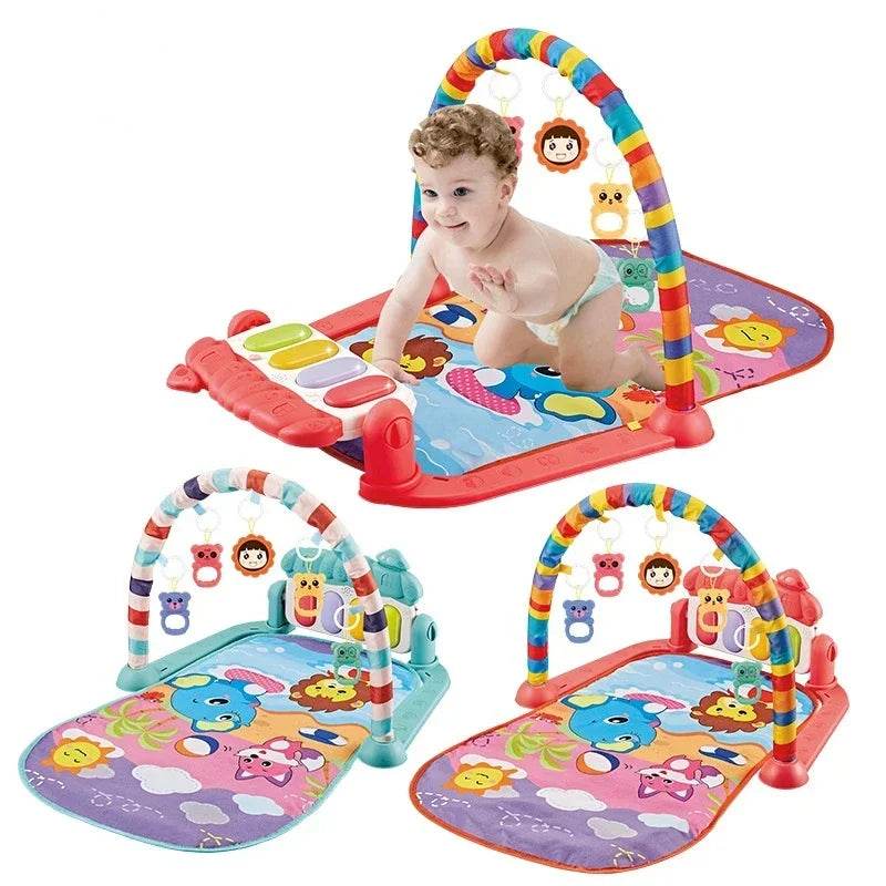 Baby Gyms & Playmats 5 In 1 Baby Gym Play Mat Non-Slip Tummy Time Mat with Colorful Toys and Music for 0-36 Months - ToylandEU
