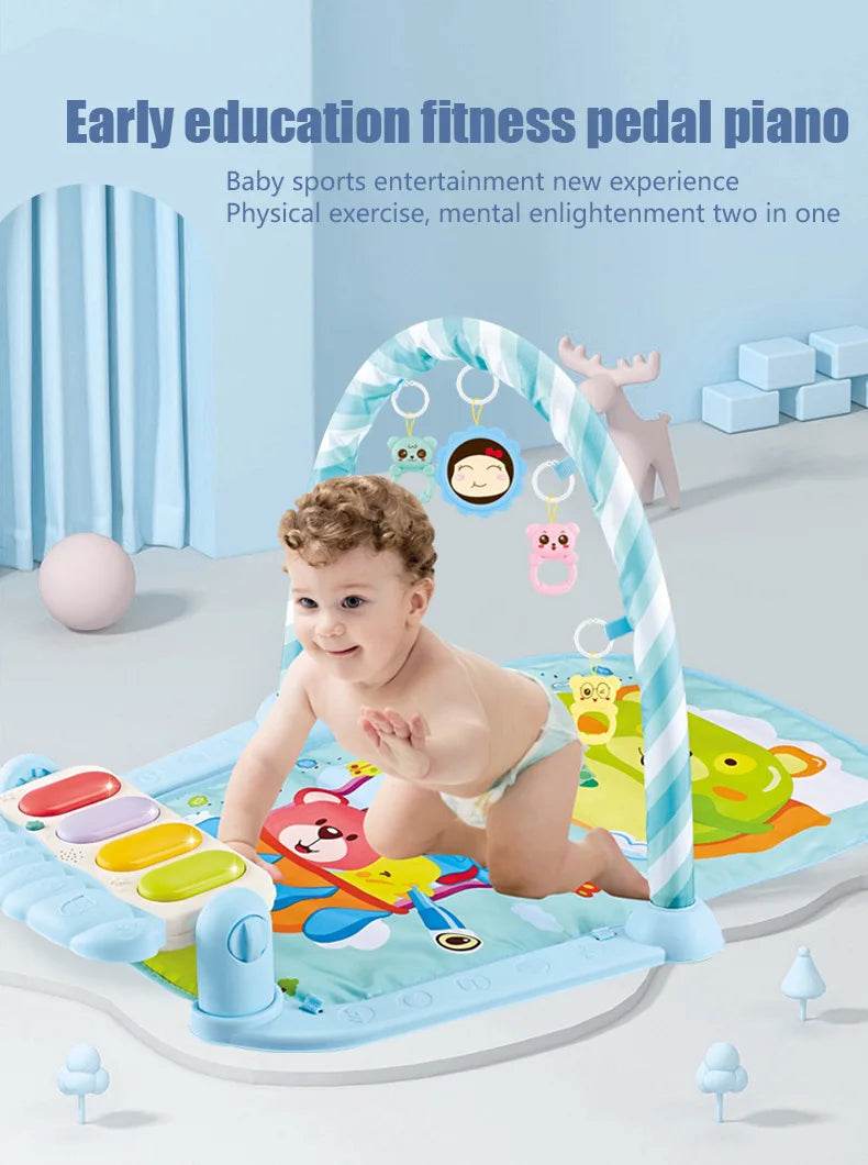 Baby Gyms & Playmats 5 In 1 Baby Gym Play Mat Non-Slip Tummy Time Mat with Colorful Toys and Music for 0-36 Months - ToylandEU